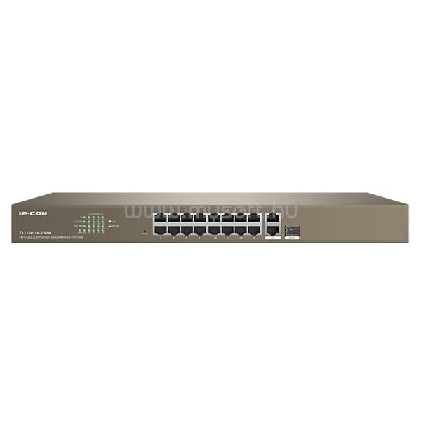 IP-COM Switch Vezérelhető PoE - F1218P-16-250W (16x100Mbps + 2x1Gbps; 1x1Gbps SFP; 16 af/at PoE+ port; 230W)
