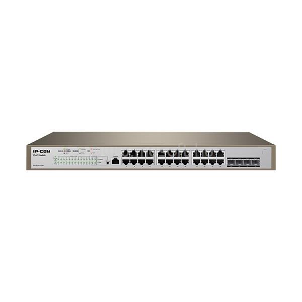 IP-COM Switch Vezérelhető PoE - PRO-S24-410W (24x1Gbps + 4x1Gbps SFP + 1x1Gbps console port; 24 af/at PoE+ port; 370W)