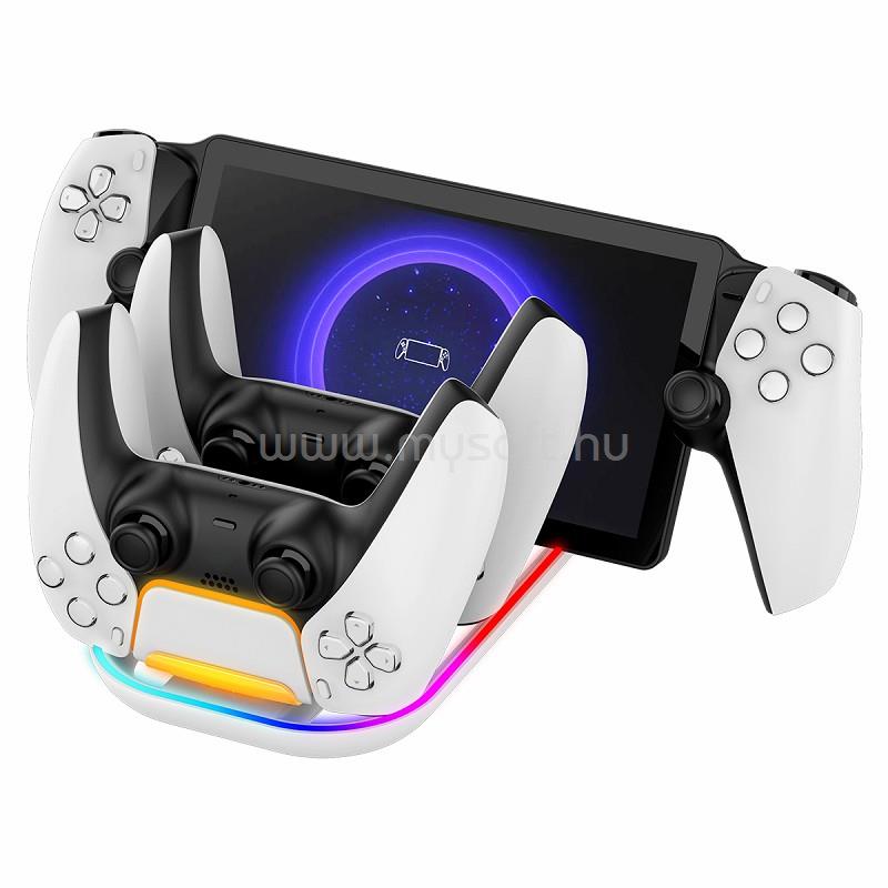 IPEGA PG-P5P03 - 3 in 1 töltőállomás PlayStation Portal & PS5 Dualsense kontrollerekhez RGB