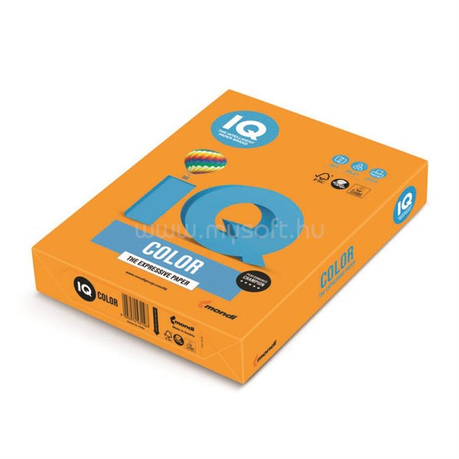 IQ Másolópapír, színes, A3, 80g. OR43 500ív/csomag, intenzív narancs