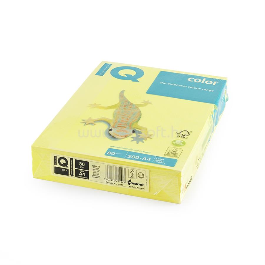 IQ Másolópapír, színes, A4, 80g. Color 500ív/csomag, neon sárga