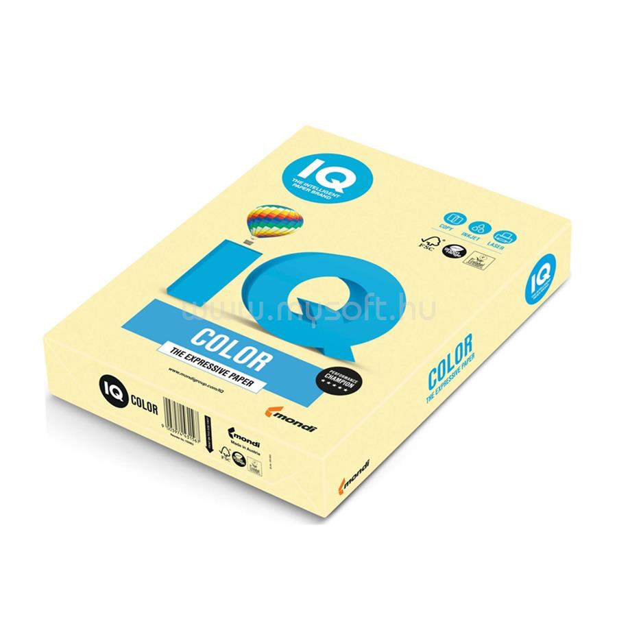 IQ Másolópapír, színes, A4, 80g. YE23 500ív/csomag, pasztell sárga