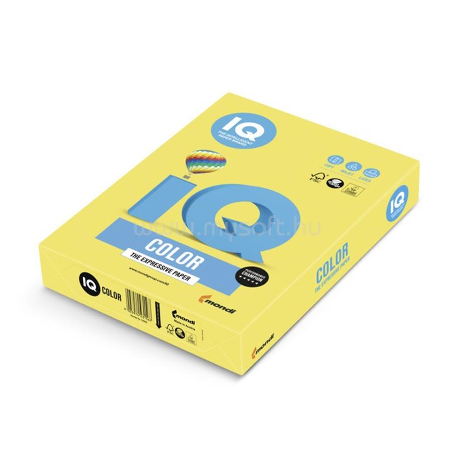 IQ Másolópapír, színes, A4, 80g. ZG34 500ív/csomag, trend citromsárga