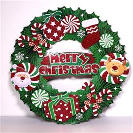 IRIS 3D karácsonyi koszorú mintás/39x39cm/zöld karton dekoráció IRIS_020-02 small
