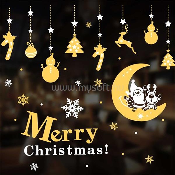 IRIS Arany színű Merry Christmas feliratú/35x50cm páraálló karácsonyi ablakdísz