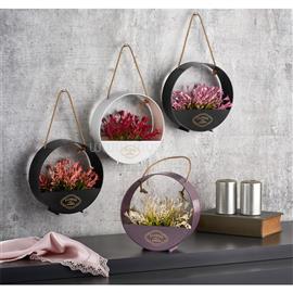 IRIS E5587 kerek akasztós fali dekoráció művirággal 19x19cm IRIS_E5587 small