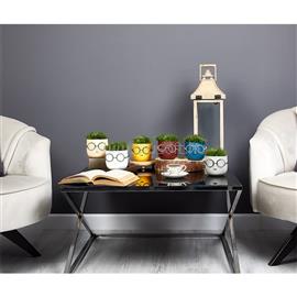 IRIS E5670 szemüveges fej dekoráció művirággal egyszínű cserépben 10x14cm IRIS_E5670 small