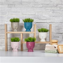 IRIS E5738 fej alakú dekoráció művirággal cserépben 9x14cm IRIS_E5738 small