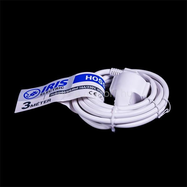IRIS ELECTRIC IEEC-3M-16A/230V Hosszabbító 3 méteres 16A/230V, IP20, fehér