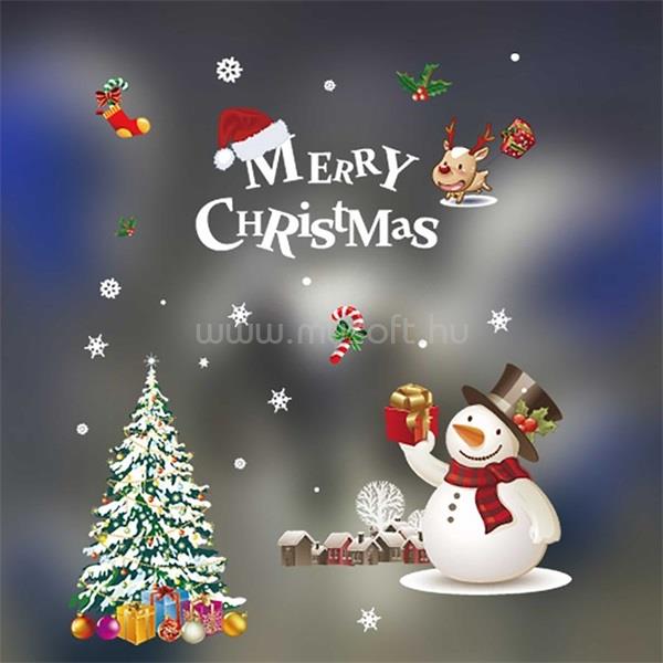 IRIS Karácsonyfa és hóember mintás/35x50cm páraálló karácsonyi ablakdísz