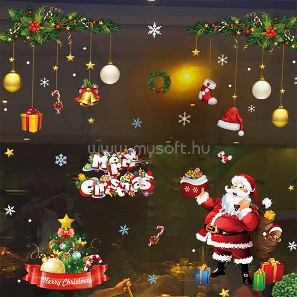 IRIS Mikulás mintás/35x50cm páraálló karácsonyi ablakdísz