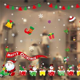 IRIS Mikulás robogó-vonat mintás/35x50cm páraálló karácsonyi ablakdísz IRIS_173-16 small