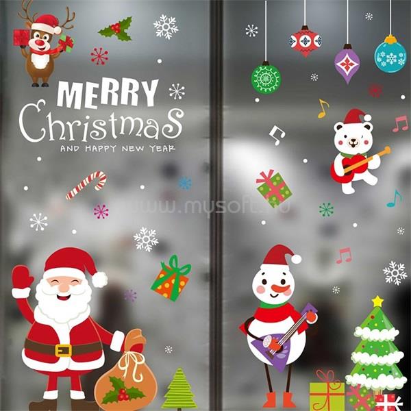 IRIS Zenés karácsonyi mintás/35x50cm páraálló karácsonyi ablakdísz