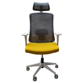 IRISOFFICE Aurora sárga/szürke ergonómikus, szövet-hálós irodai forgószék fej és háttámasszal IRISOFFICE_AURORA_SARGA_SZURKE small