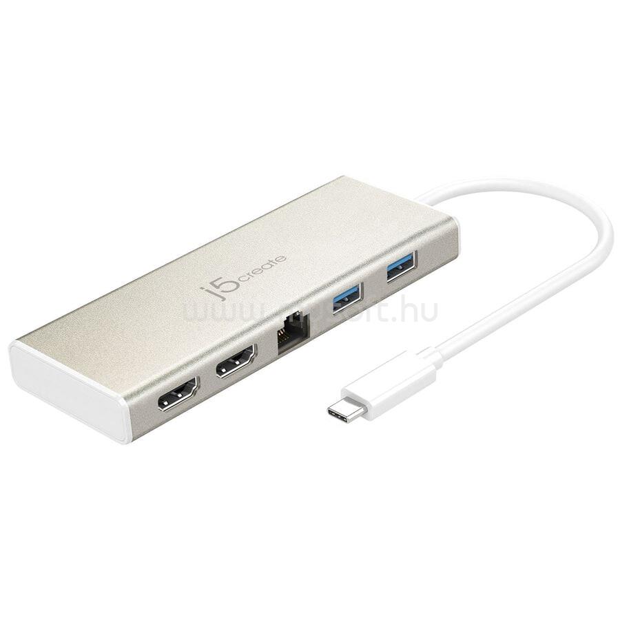 J5CREATE USB Type-C Dual HDMI Mini Dock-Ethernet/ USB 3.1 HUB / PD2.0