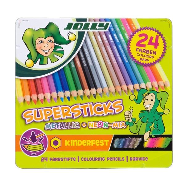 JOLLY Superstick Kinderfest Metallic Mix 24 darabos színesceruza készlet