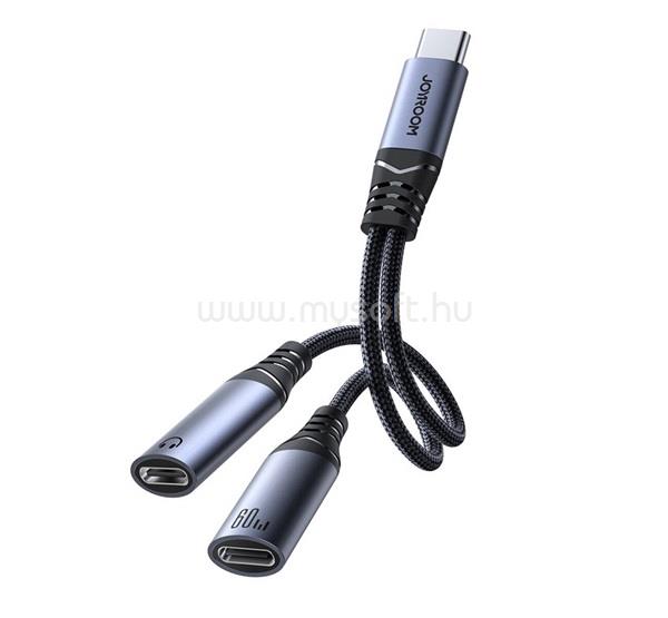 JOYROOM JOYROOM adapter kábel 2in1 2 Type-C aljzat - Type-C, DAC, FEKETE