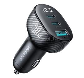 JOYROOM JOYROOM autós töltő USB+2 Type-C aljzat 30W, karbon minta, FEKETE JOYROOM_JR-CCD04 small