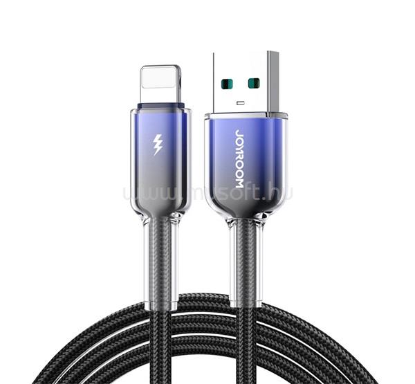 JOYROOM iPhone 14 Plus / 14 Pro Max / 14 Pro JOYROOM CRYSTAL-CLEAR adatkábel USB - lightning, 120cm, FEKETE