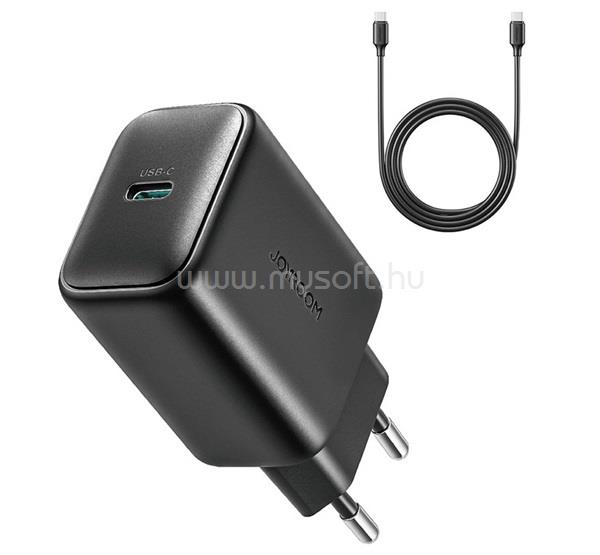 JOYROOM JOYROOM hálózati töltő Type-C aljzat 25W, PD gyorstöltő 3.0 + Type-C kábel, FEKETE