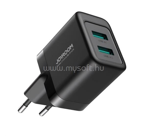 JOYROOM JOYROOM JR-TCN01 hálózati töltő 2 USB aljzat 12W, gyorstöltő, FEKETE