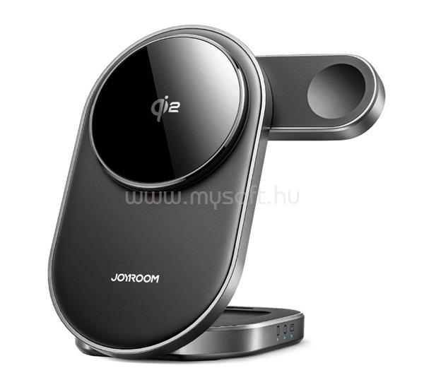 JOYROOM iPhone Duo / 18 Pro Max / 18 Pro JOYROOM JR-W17 asztali töltőállvány 3in1 15W, Apple Watch töltő, FEKETE