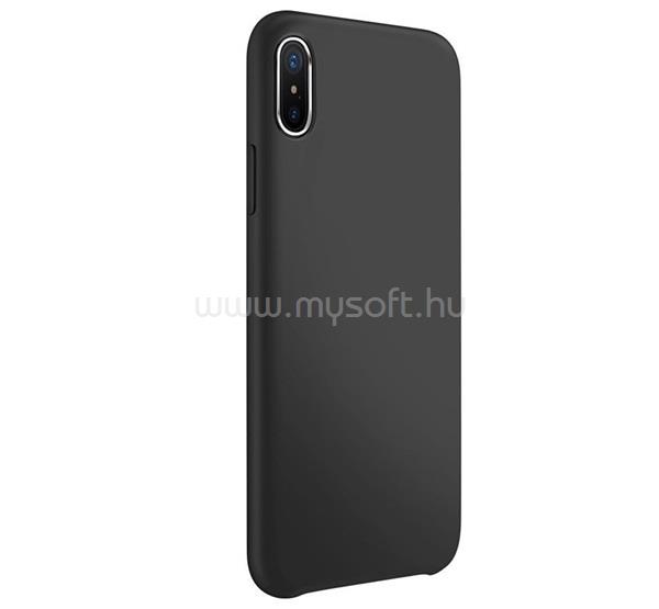JOYROOM iPhone XS Max 6.5 JOYROOM LYBER műanyag telefonvédő gumírozott, mikroszálas belső, FEKETE
