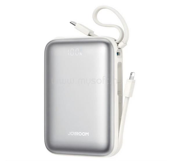 JOYROOM JOYROOM Mini vésztöltő Type-C aljzat 20000mAh, LED kijelző + fix Type-C/lightning kábel, FEHÉR