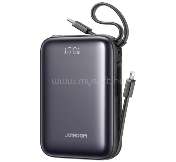 JOYROOM JOYROOM Mini vésztöltő Type-C aljzat 20000mAh, LED kijelző + fix Type-C/lightning kábel, FEKETE