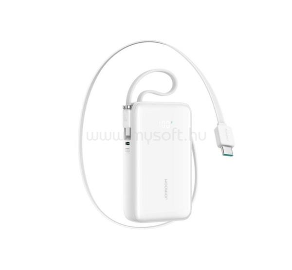 JOYROOM JOYROOM vésztöltő Type-C aljzat 10000mAh, LED kijelző + fix Type-C kábel, FEHÉR