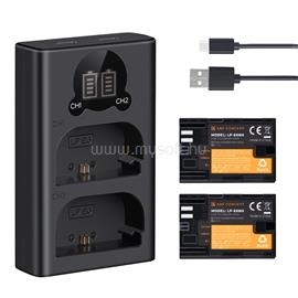 K AND F CONCEPT K&F Concept hordozható dupla USB-C akkumulátor LC-E6 töltő + 2db LP-E6NH akkumulátor 2250mAh KF-28-0021 small