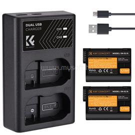 K AND F CONCEPT K&F Concept hordozható dupla USB-C akkumulátor MH-25 töltő + 2db EN-EL15 akkumulátor 2100mAh KF-28-0012 small