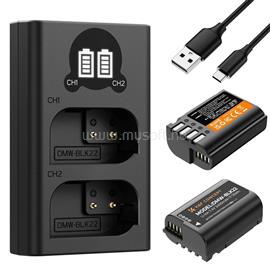 K AND F CONCEPT K&F DMW-BLK22 Digital Camera Dual Battery with Dual Channel Charger for Panasonic KF-28-0042 small
