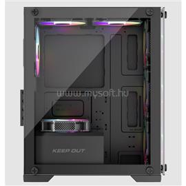 KEEP OUT Számítógépház - XC-201 GLASS (fekete, ablakos, 4x12cm ARGB venti, microATX, 1xUSB2.0, 1xUSB3.0) XC-201_GLASS small