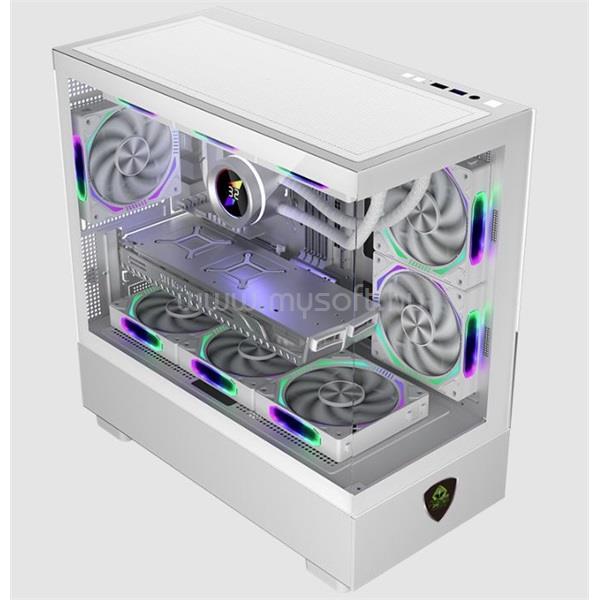 KEEP OUT Számítógépház - XC-301W GLASS (fehér, ablakos, 3x12cm ARGB venti, microATX, 1xUSB2.0, 1xUSB3.0)