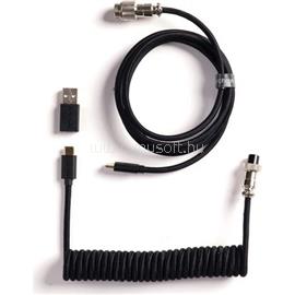 KEYCHRON Coiled Aviator 8K USB-C -> 5-Pin (GX12) M/F adatkábel 1.7m fekete +A-C típusú adapter CAB-49 small
