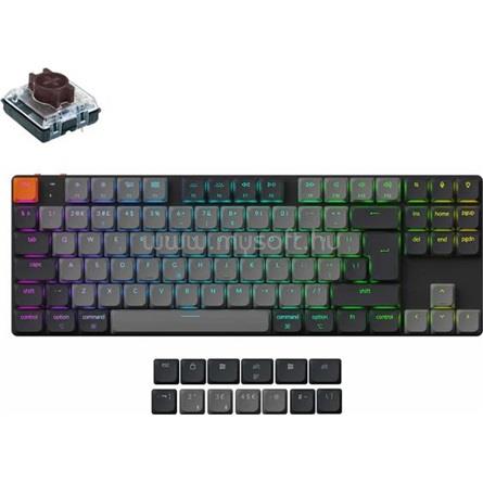 KEYCHRON K1 V6 Bluetooth / USB-C magyar gaming low profile mechanical 2.0 brown mechanikus billentyűzet fekete-szürke