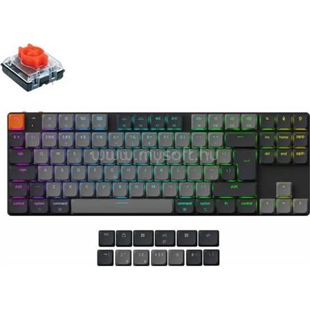 KEYCHRON K1 V6 Bluetooth / USB-C magyar gaming low profile mechanical 2.0 red mechanikus billentyűzet fekete-szürke