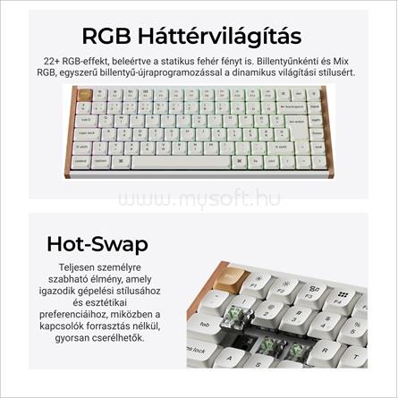 KEYCHRON K3 HE Bluetooth / vezeték nélküli magyar Ultra-fast Lime Magnetic mechanikus billentyűzet fehér