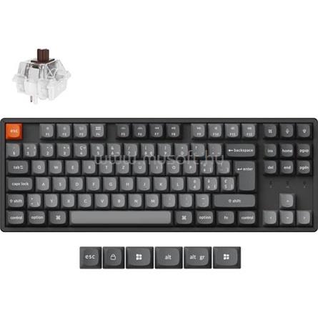 KEYCHRON K8 Max Super mechanikus Brown switch Bluetooth / vezeték nélküli billentyűzet (magyar, fekete)
