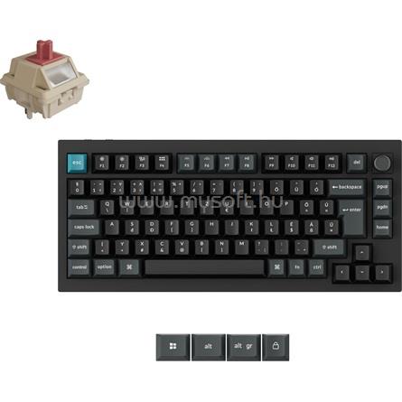 KEYCHRON Q1 Ultra 8K mechanikus Silk POM Red Bluetooth / vezeték nélküli billentyűzet (magyar, fekete)