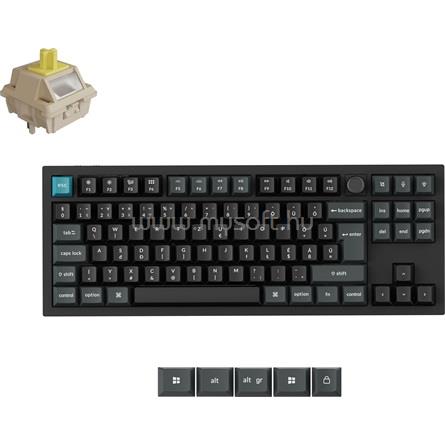 KEYCHRON Q3 Ultra 8K mechanikus Silk POM Banana Bluetooth / vezeték nélküli billentyűzet (magyar, fekete)