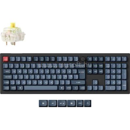 KEYCHRON V6 Max Bluetooth / vezeték nélküli / USB magyar gaming Gateron Jupiter Banana mechanikus billentyűzet fekete-sz