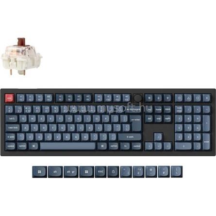 KEYCHRON V6 Max Bluetooth / vezeték nélküli / USB magyar gaming Gateron Jupiter Brown mechanikus billentyűzet fekete-szü