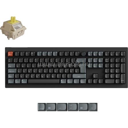 KEYCHRON V6 Ultra 8K mechanikus Silk POM Banana Bluetooth / vezeték nélküli billentyűzet (magyar, fekete)