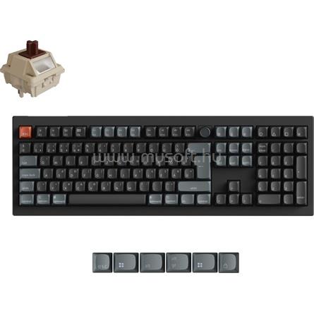 KEYCHRON V6 Ultra 8K mechanikus Silk POM Brown Bluetooth / vezeték nélküli billentyűzet (magyar, fekete)