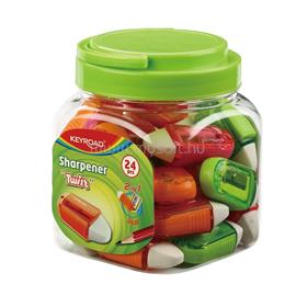 KEYROAD Hegyező, 1 lyukú, radírral, 24 db/display, Twist, vegyes színek KEYROAD_54293 small