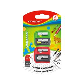 KEYROAD Hegyező, 2 lyukú, 2 db/bliszter, Dou-Power, vegyes színek KEYROAD_54327 small