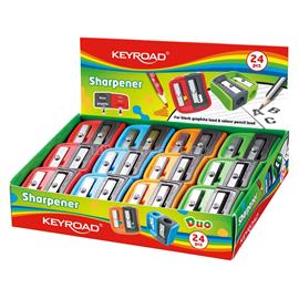 KEYROAD Hegyező, 2 lyukú, 24 db/display, Dou-Power, vegyes színek KEYROAD_54328 small