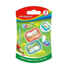 KEYROAD Hegyező 1 lyukú fedeles 2 db/bliszter Seed vegyes színek KEYROAD_38383 small